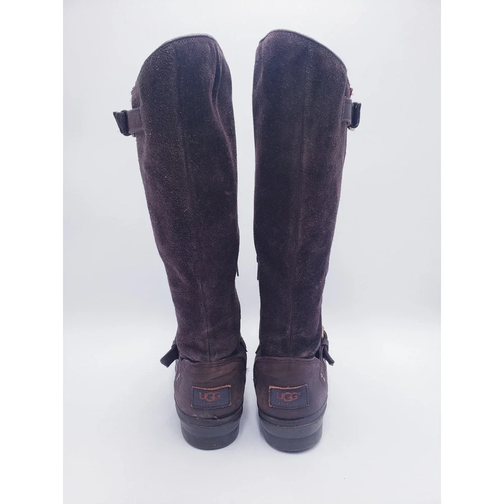 Ugg Thomsen Boots Brown Leather Knee High Wool Lined Waterproof Womens Size 9
